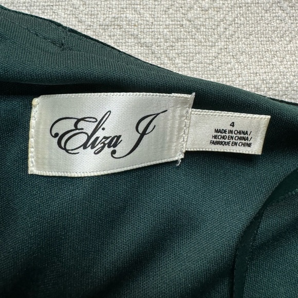 Eliza J Emerald Green Velvet One Shoulder Bow Gown Maxi Dress 4 - Picture 6 of 7